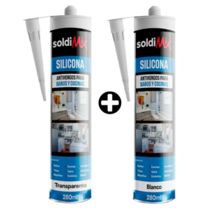 COMBO Soldimix silicona transparente 280ml + Soldimix silicona Blanca 280ml