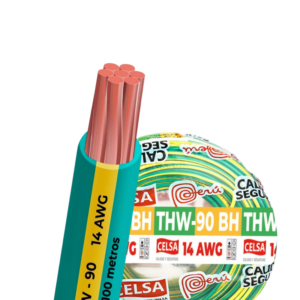 Cable THW-90 450/750 V 14 AWG Celsa Amarillo/Verde 100m