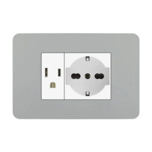 Tomacorriente Americana + Schuko Gris Matix Go Bticino